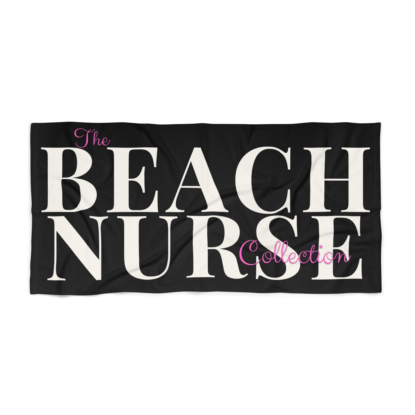 BEACH NURSE™ Oversized Black Beach Towel | Premium Nurse Beach & Pool Essential