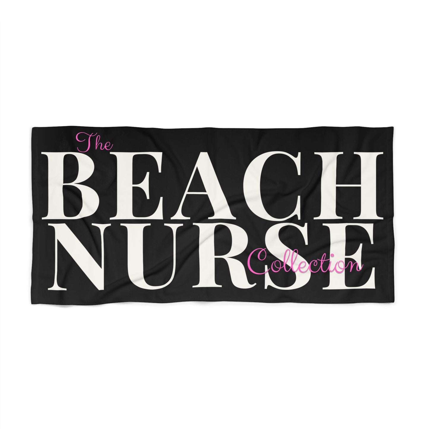 BEACH NURSE™ Oversized Black Beach Towel | Premium Nurse Beach & Pool Essential