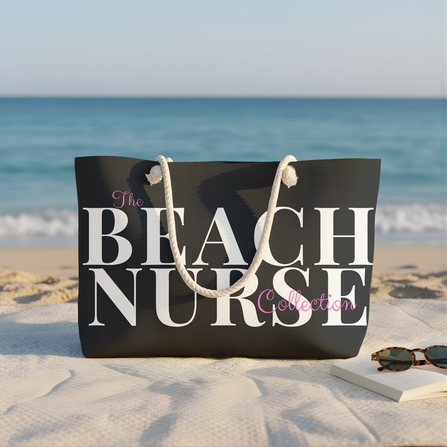 BEACH NURSE™ Weekender Bag | Large Nurse Beach & Travel Tote Black