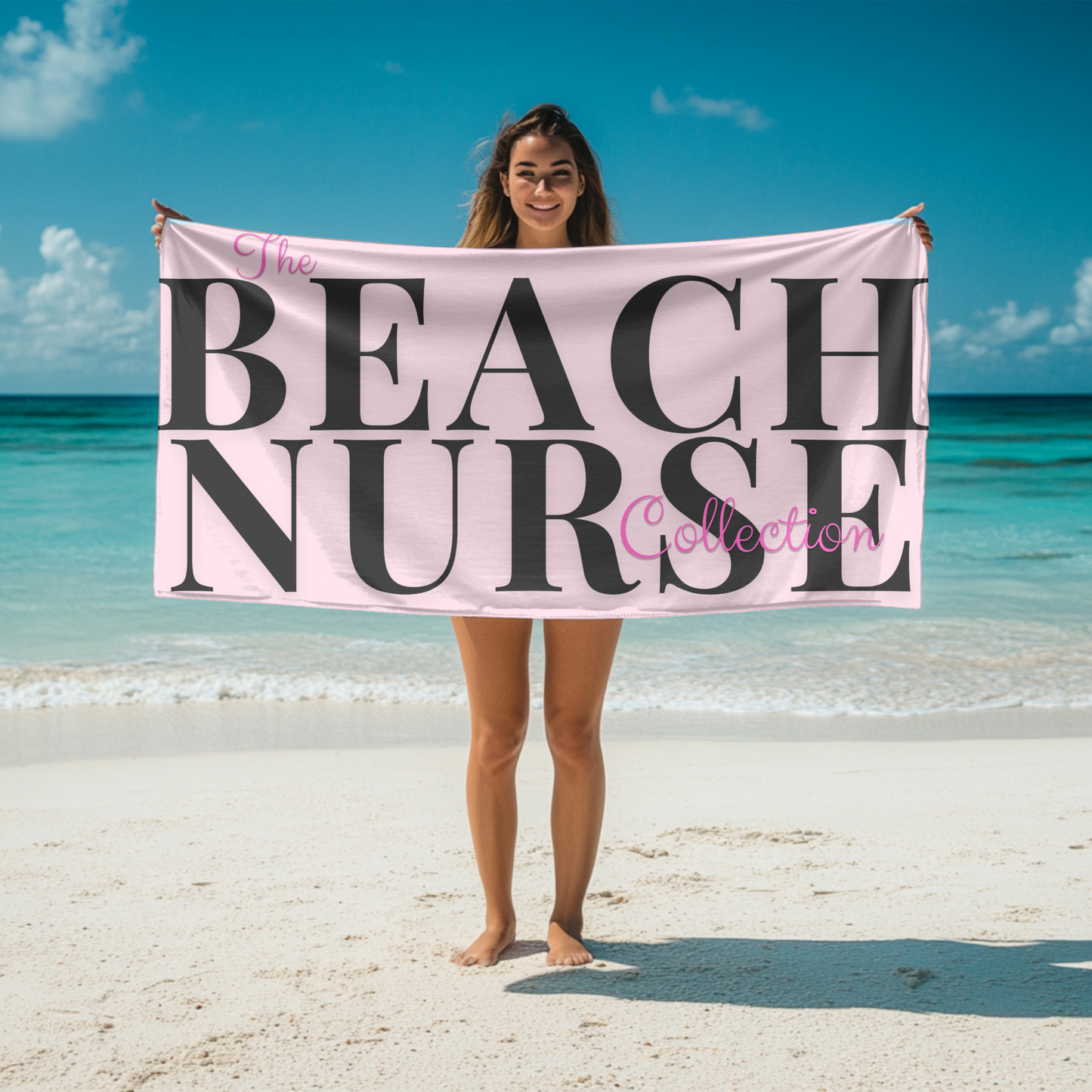 BEACH NURSE™ Oversized Pink Beach Towel | Premium Nurse Beach & Pool Essential