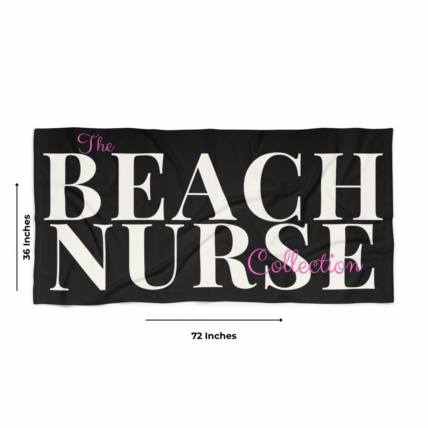 BEACH NURSE™ Oversized Black Beach Towel | Premium Nurse Beach & Pool Essential