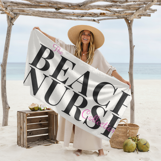 BEACH NURSE™ Oversized Ivory Beach Towel| Nurse Beach & Pool Essential