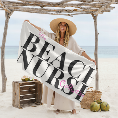 BEACH NURSE™ Oversized Ivory Beach Towel| Nurse Beach & Pool Essential